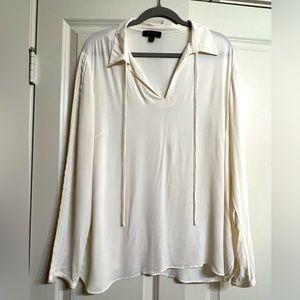Ann Taylor White Long Sleeve Blouse